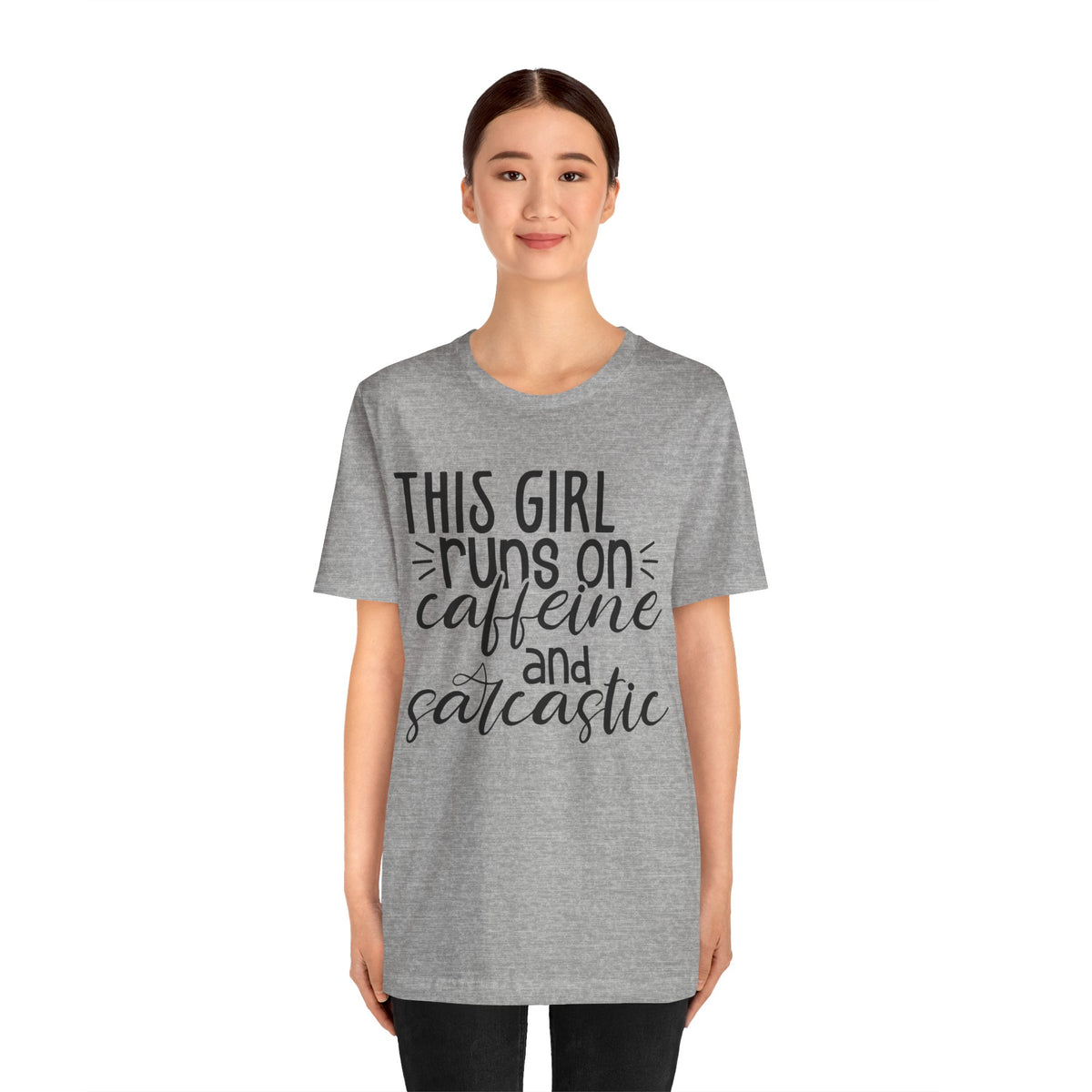 Funny Women’s Tee — "This Girl Runs on Caffeine and Sarcastic"