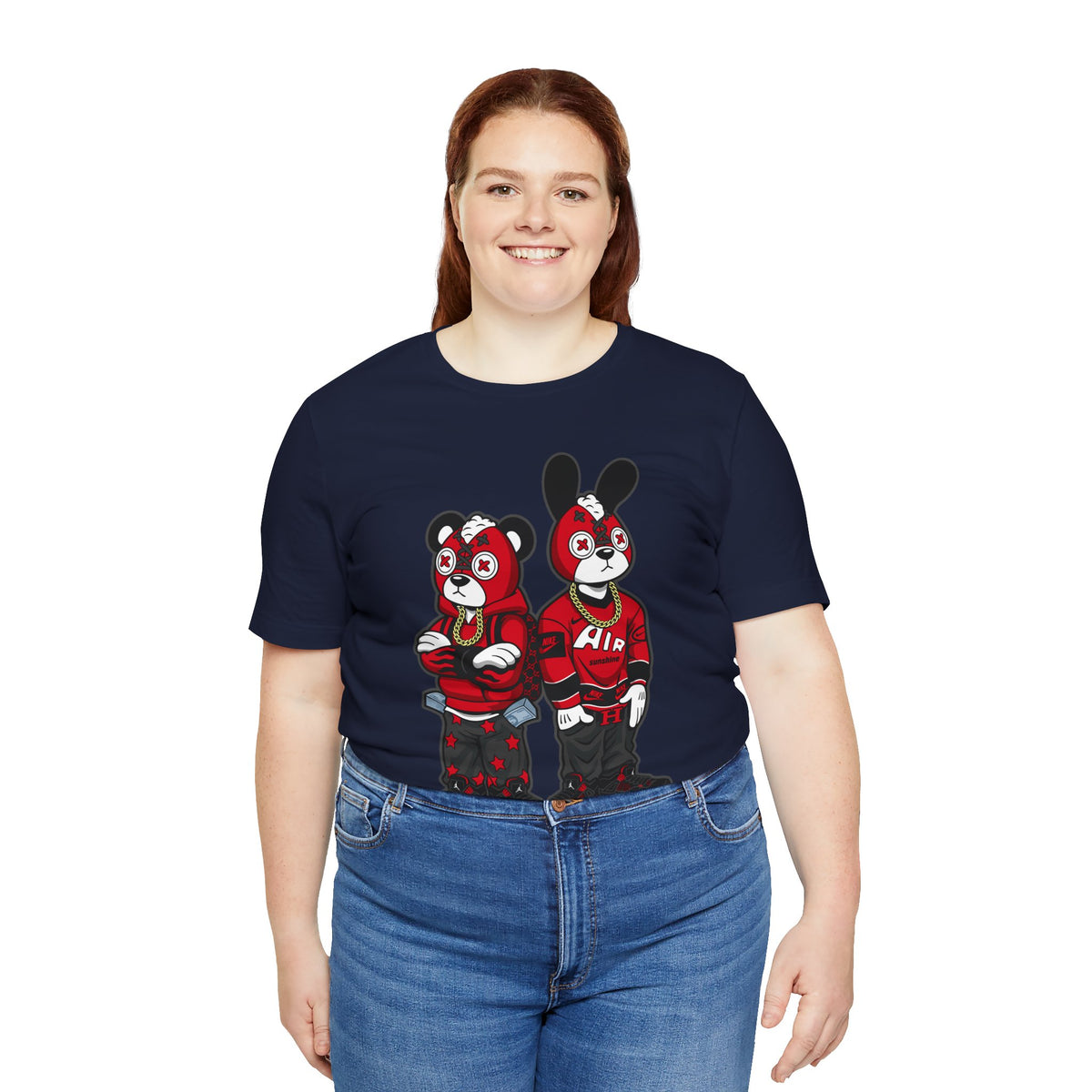 Streetwear Cartoon Bear & Bunny Tee — Hip Hop Graphic T-Shirt