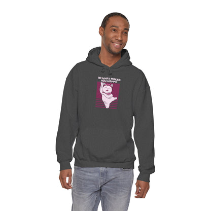 Hoodie — Retro Pink Cat 'Do What Makes You Happy' Graphic Sweatshirt