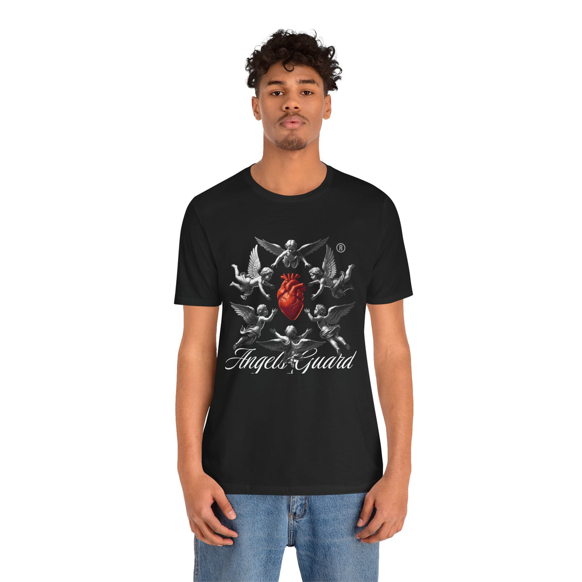 Angel Guard T‑Shirt — Sacred Heart & Cherub Graphic Tee