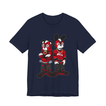 Streetwear Cartoon Bear & Bunny Tee — Hip Hop Graphic T-Shirt