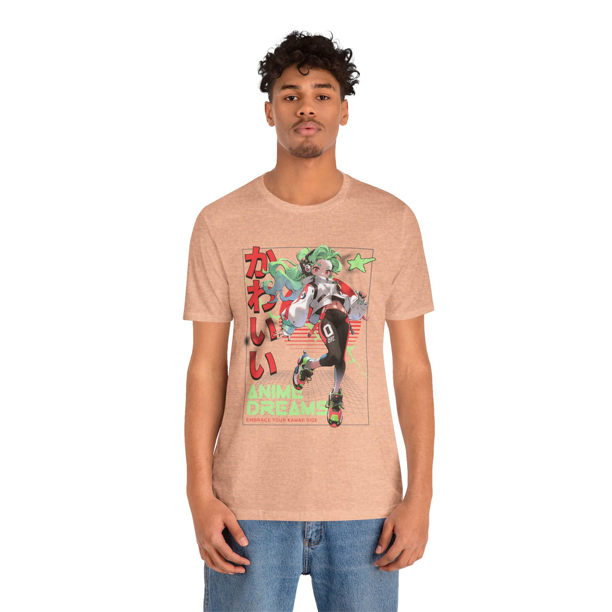 Anime Dreams Kawaii Tee — Neon Retro Anime Girl Graphic T-Shirt