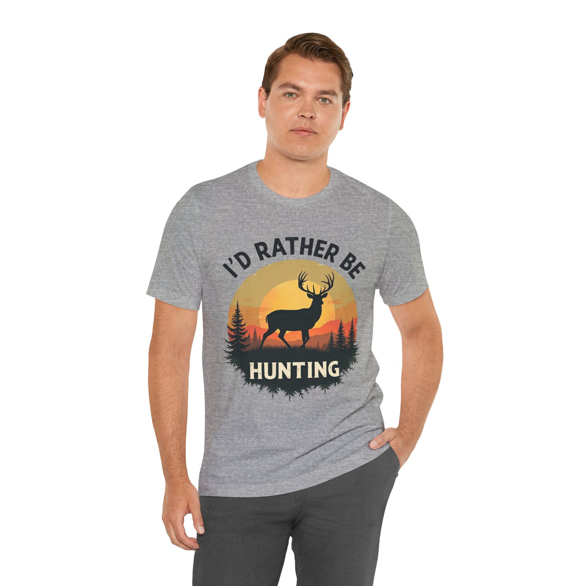 I'd Rather Be Hunting T‑Shirt — Deer Sunset Outdoor Hunting Tee
