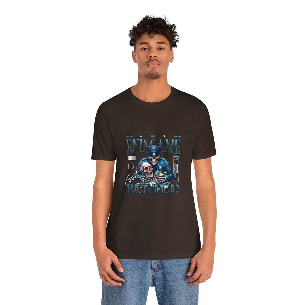 Endgame Got Busted Tee — Police Skull Graphic T-Shirt
