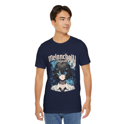 Melancholy Tragedia Anime Tee — Blue Butterflies Graphic T-Shirt