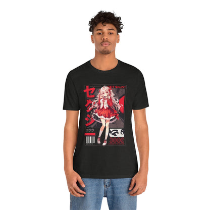 Anime Girl Graphic Tee — "Get Silly!" Red Harajuku Style T-Shirt