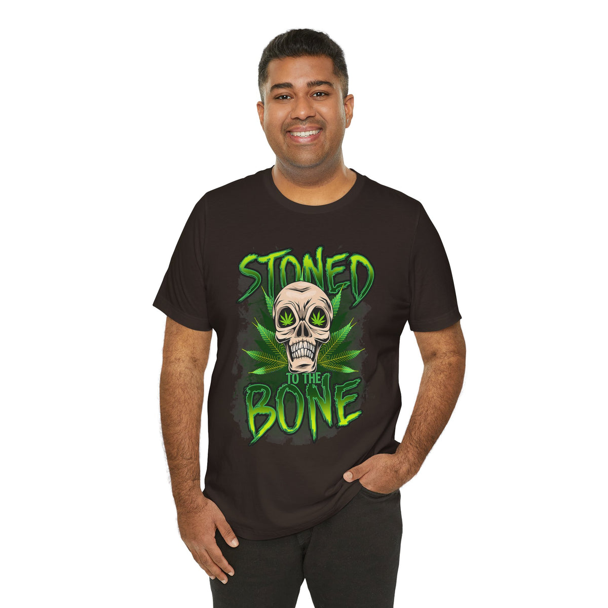 Stoned to the Bone Skull Tee — Cannabis Leaf Graphic T-Shirt