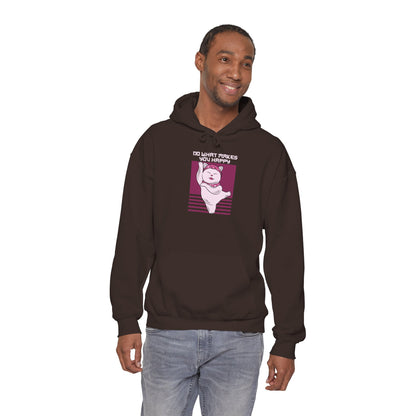 Hoodie — Retro Pink Cat 'Do What Makes You Happy' Graphic Sweatshirt