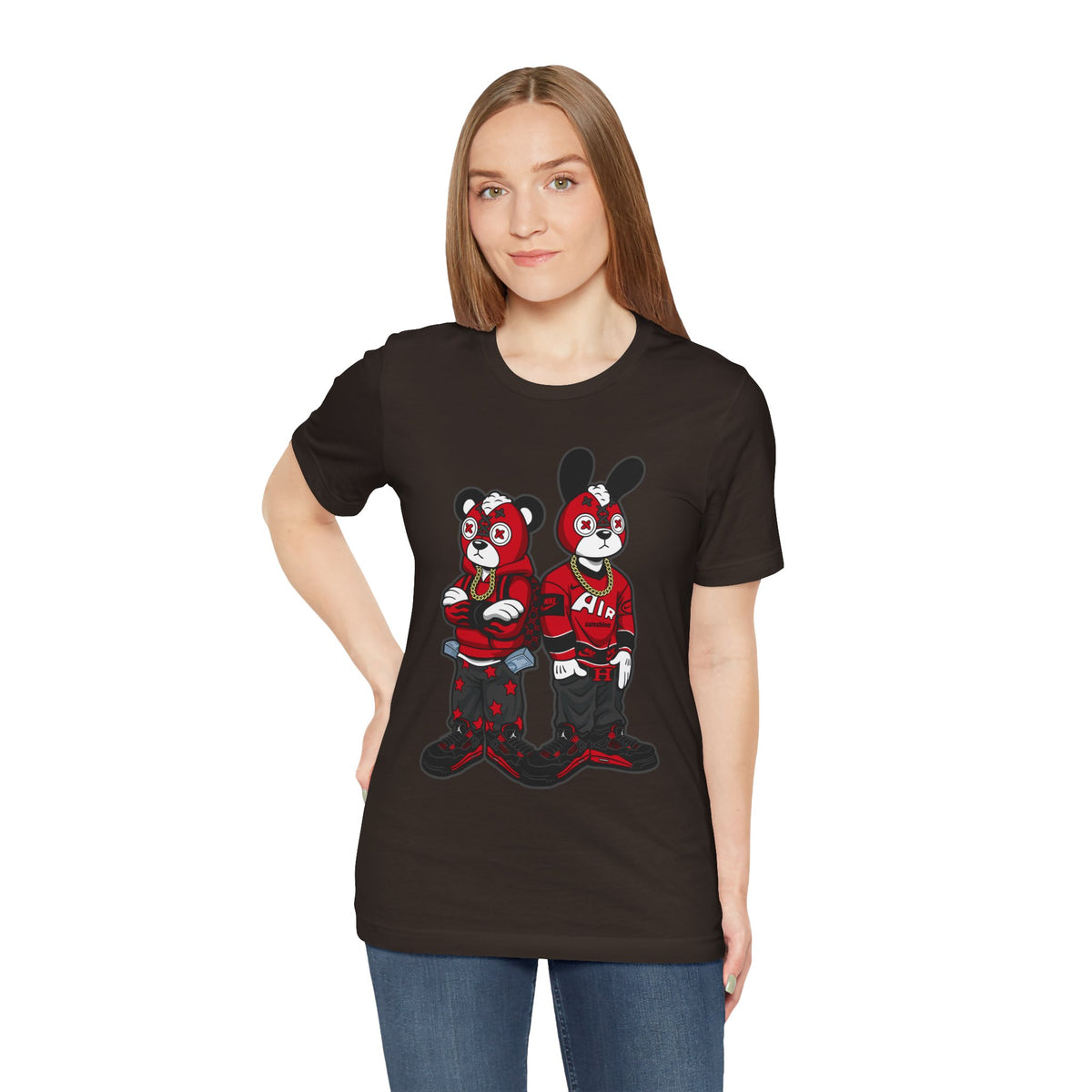 Streetwear Cartoon Bear & Bunny Tee — Hip Hop Graphic T-Shirt