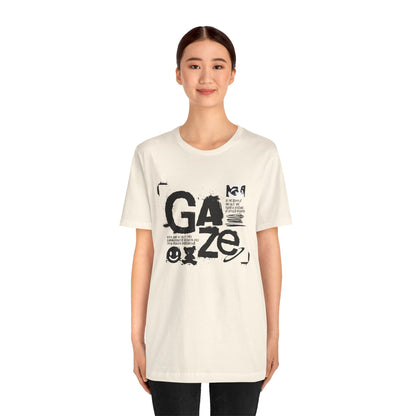 Gaze Typography Graphic Tee — Abstract Monochrome Text Art T-Shirt