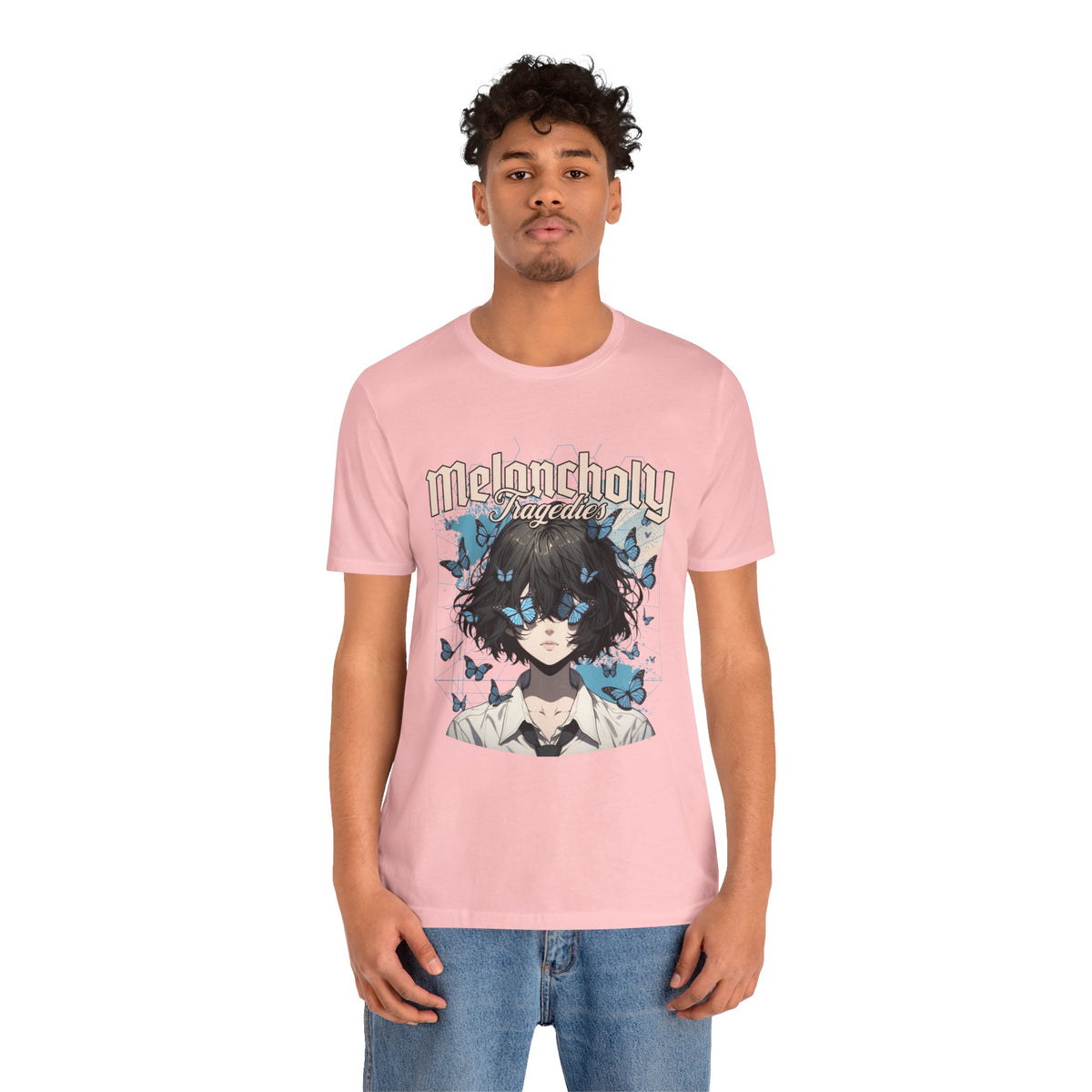 Melancholy Tragedia Anime Tee — Blue Butterflies Graphic T-Shirt