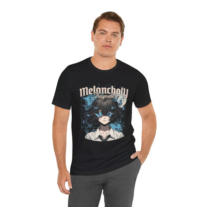 Melancholy Tragedia Anime Tee — Blue Butterflies Graphic T-Shirt