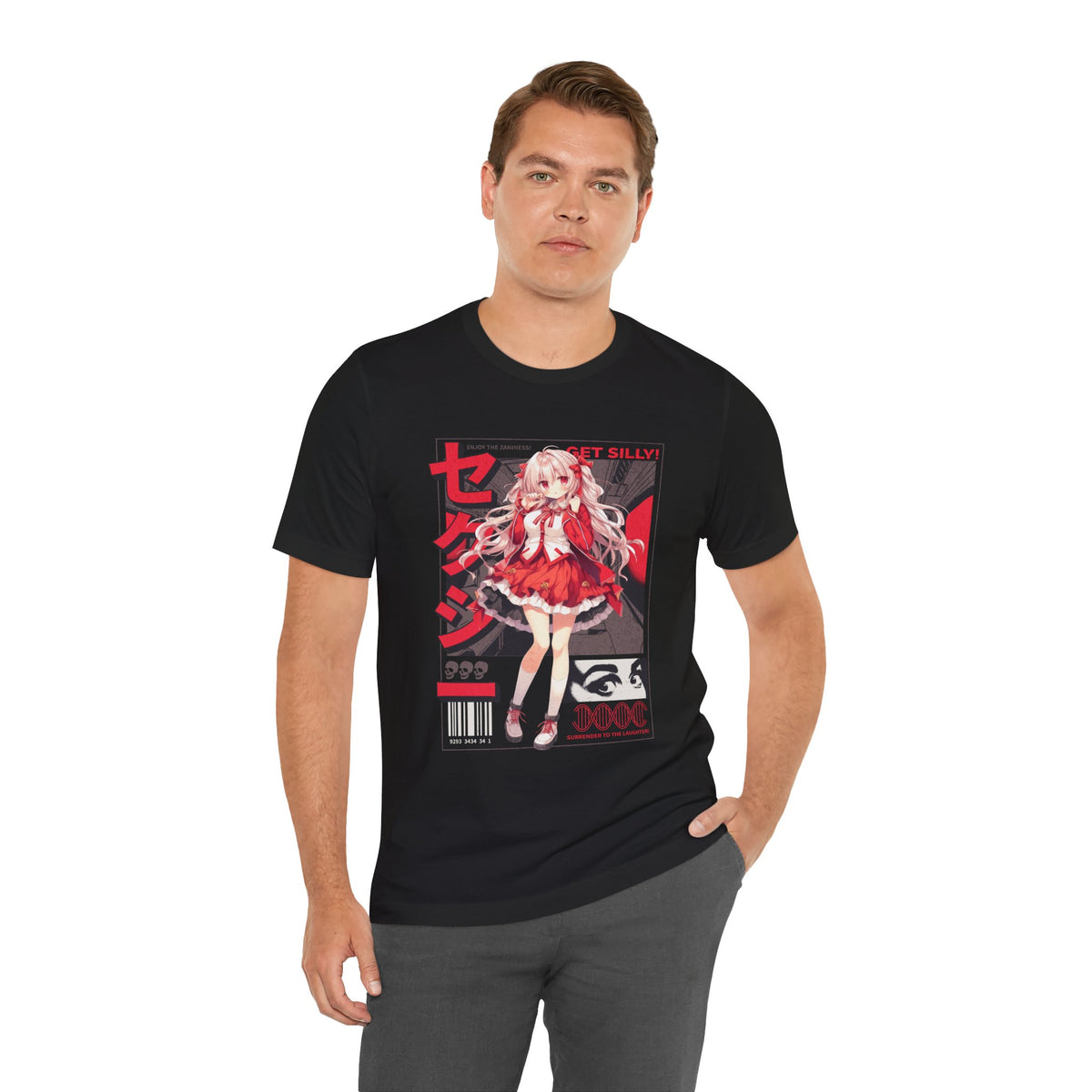 Anime Girl Graphic Tee — "Get Silly!" Red Harajuku Style T-Shirt