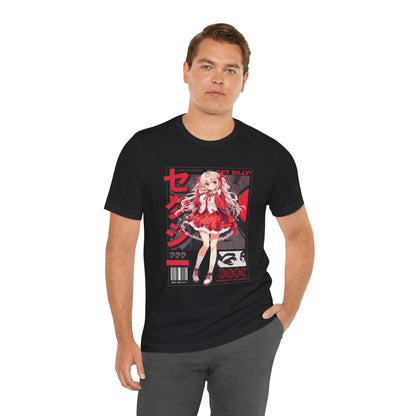 Anime Girl Graphic Tee — "Get Silly!" Red Harajuku Style T-Shirt