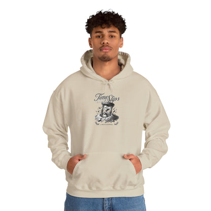 Time Slips Graphic Hoodie — Vintage Pocket Watch Illustration Sweatshirt