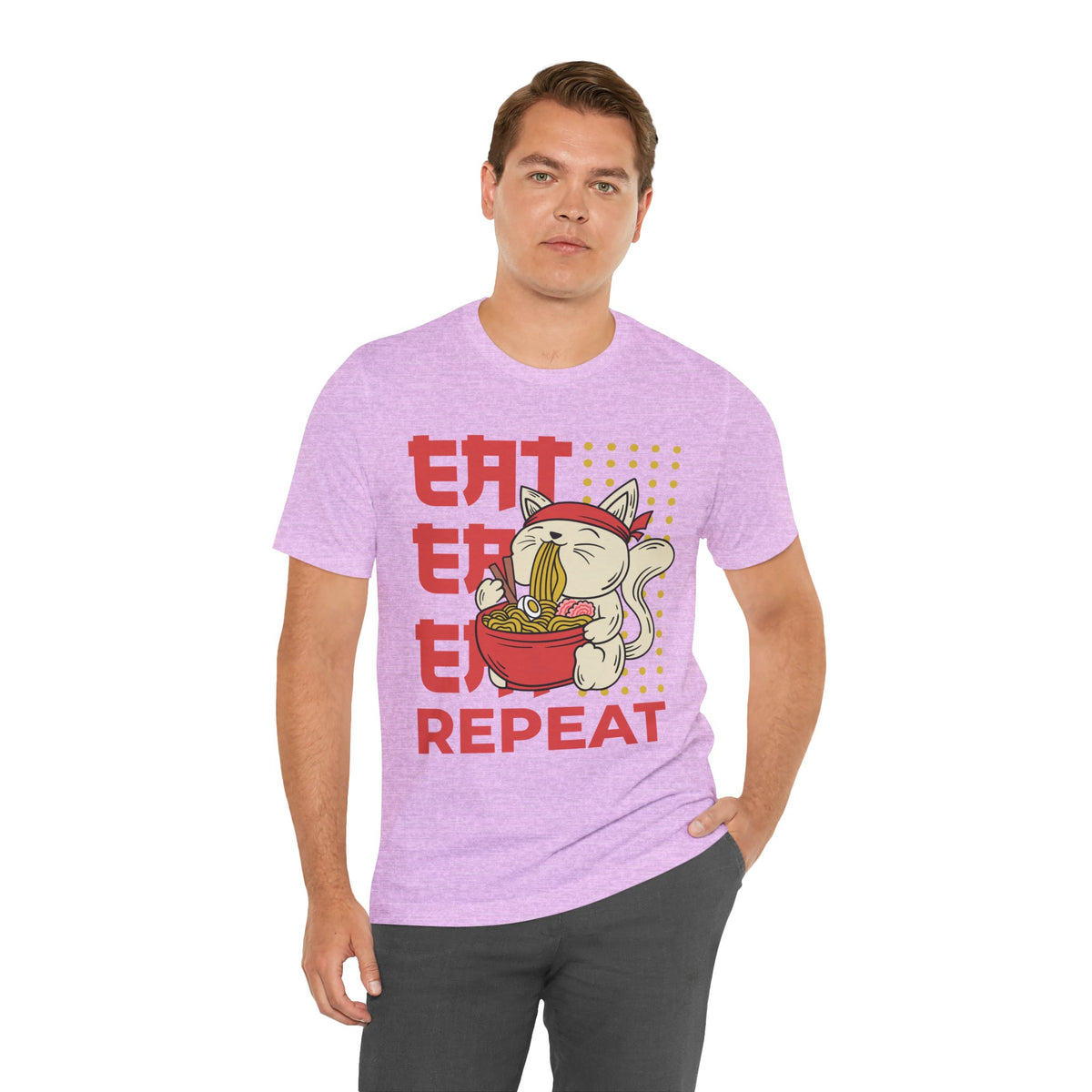 Ramen Cat Tee — "Eat Sleep Repeat" Cute Noodle Lover T-Shirt