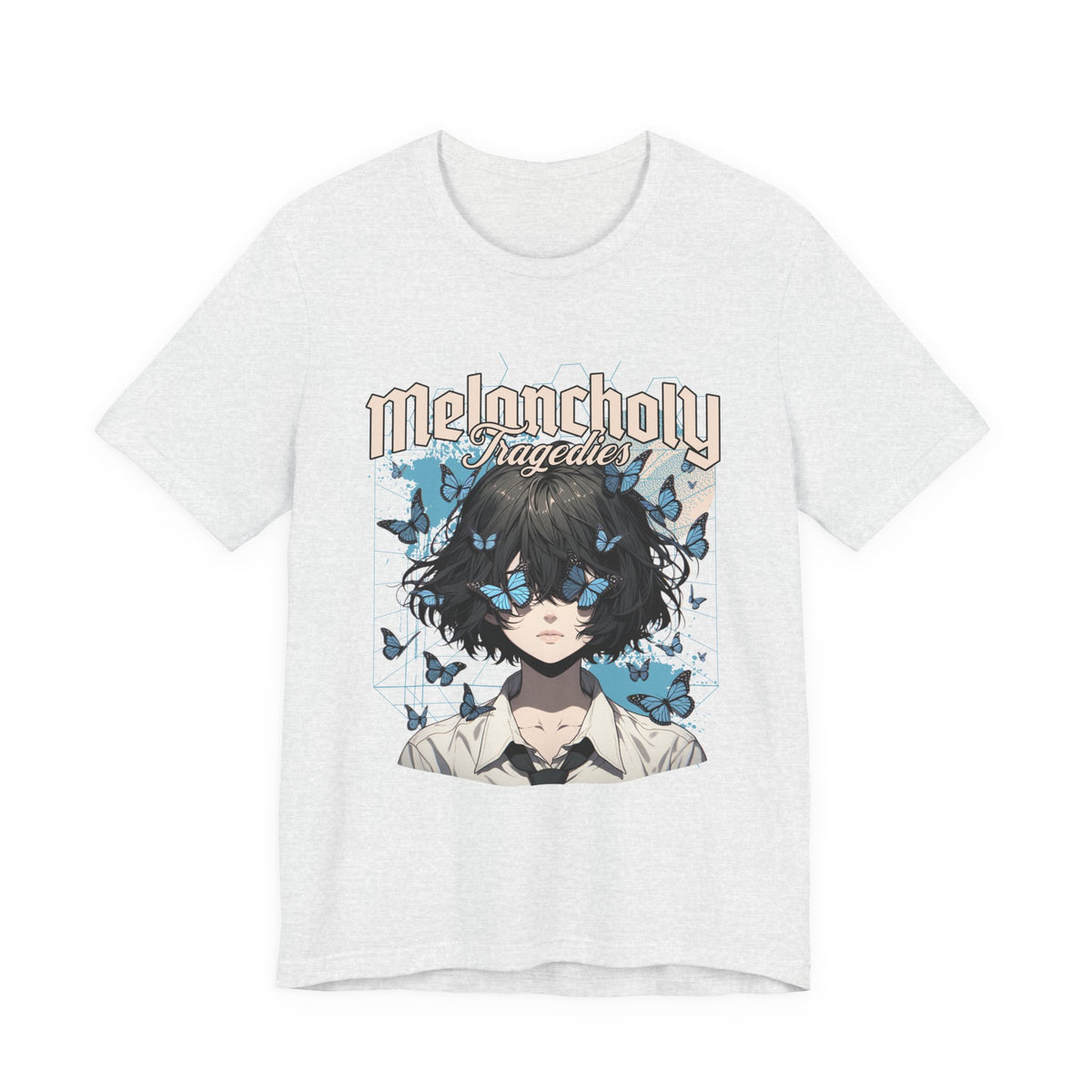 Melancholy Tragedia Anime Tee — Blue Butterflies Graphic T-Shirt