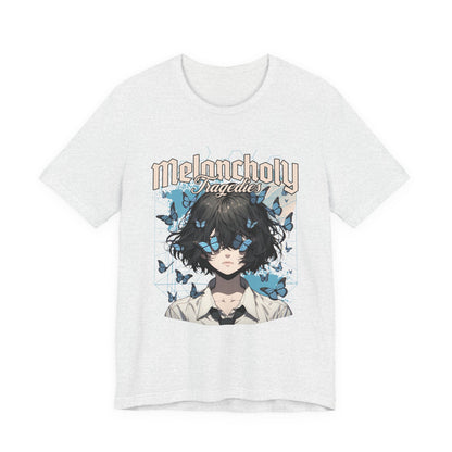 Melancholy Tragedia Anime Tee — Blue Butterflies Graphic T-Shirt