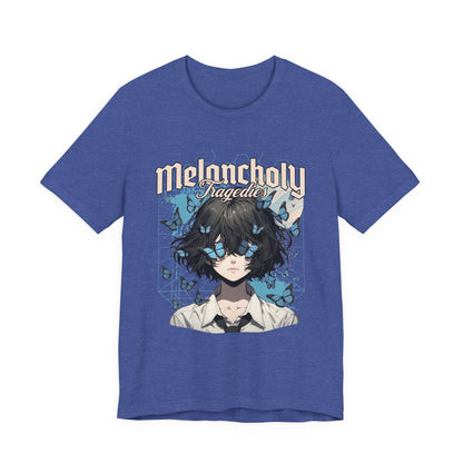 Melancholy Tragedia Anime Tee — Blue Butterflies Graphic T-Shirt
