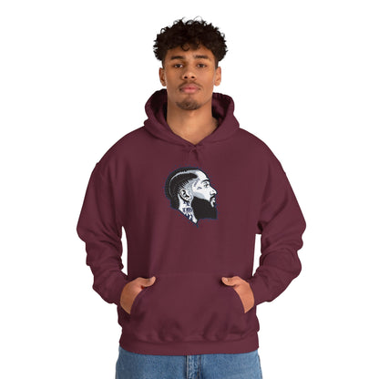 Portrait Graphic NIPSEY – Side Profile Ink Illustration Hooded