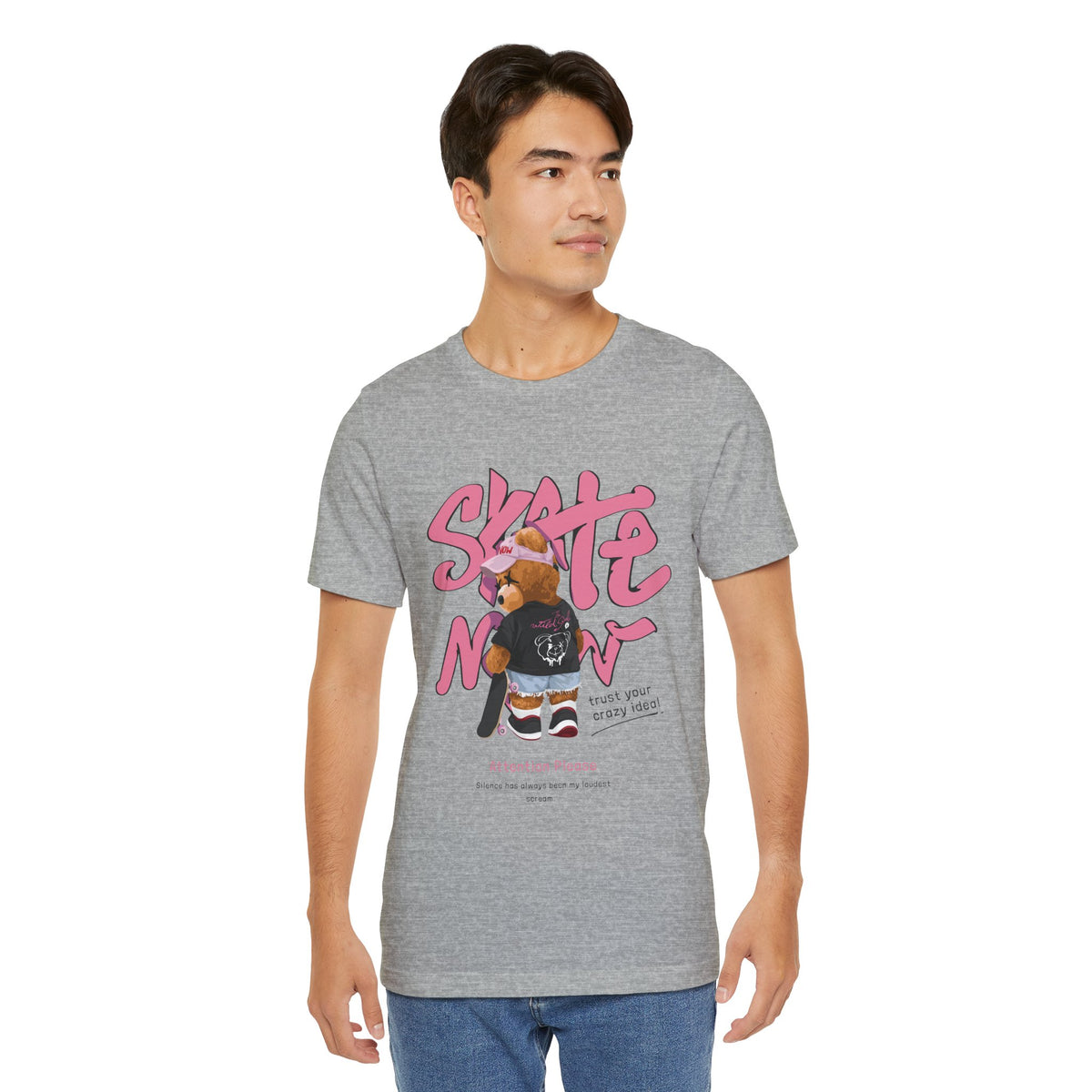 Skate Mom Bear Tee — Cute Pink Skateboard Graphic T-Shirt