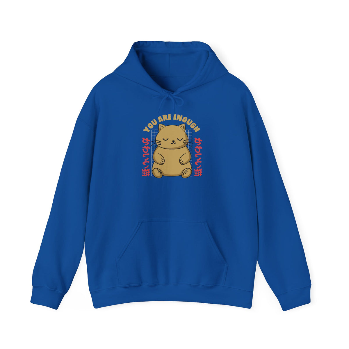 Hoodie — Cute 'You Are Enough' Kawaii Cat Comfort Hoodie