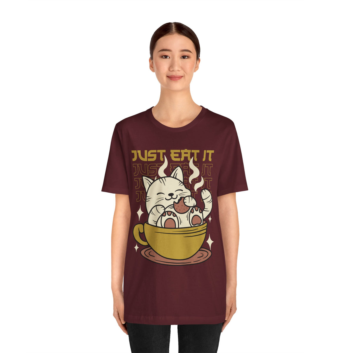 Just Eat It Cat Tee — Cute Kawaii Cat in Tea Cup T-Shirt