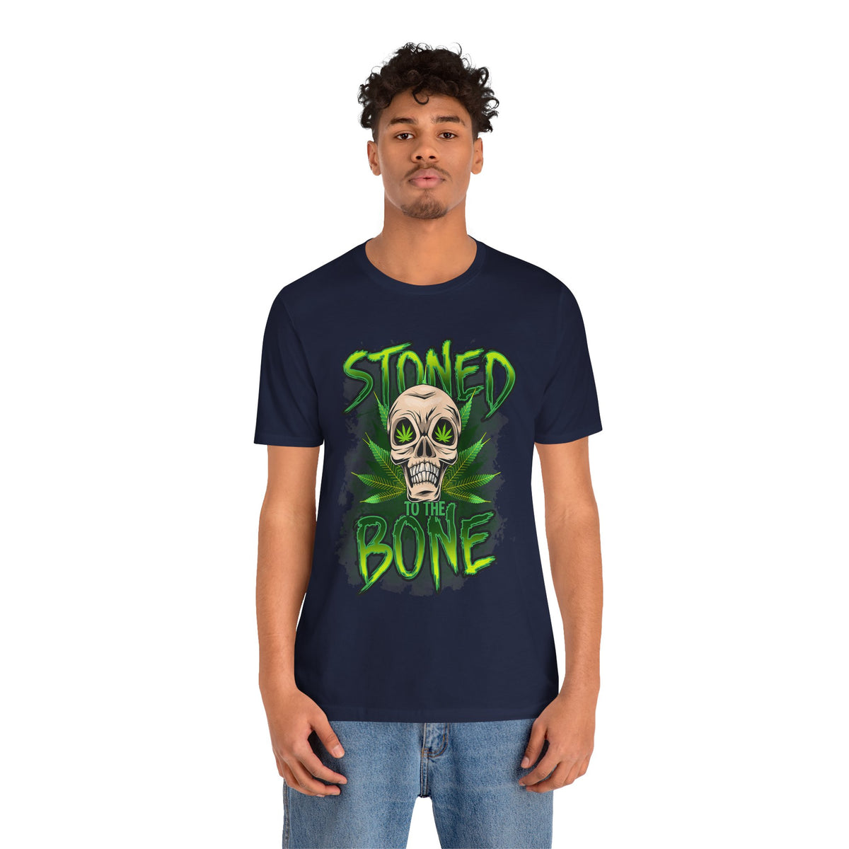 Stoned to the Bone Skull Tee — Cannabis Leaf Graphic T-Shirt
