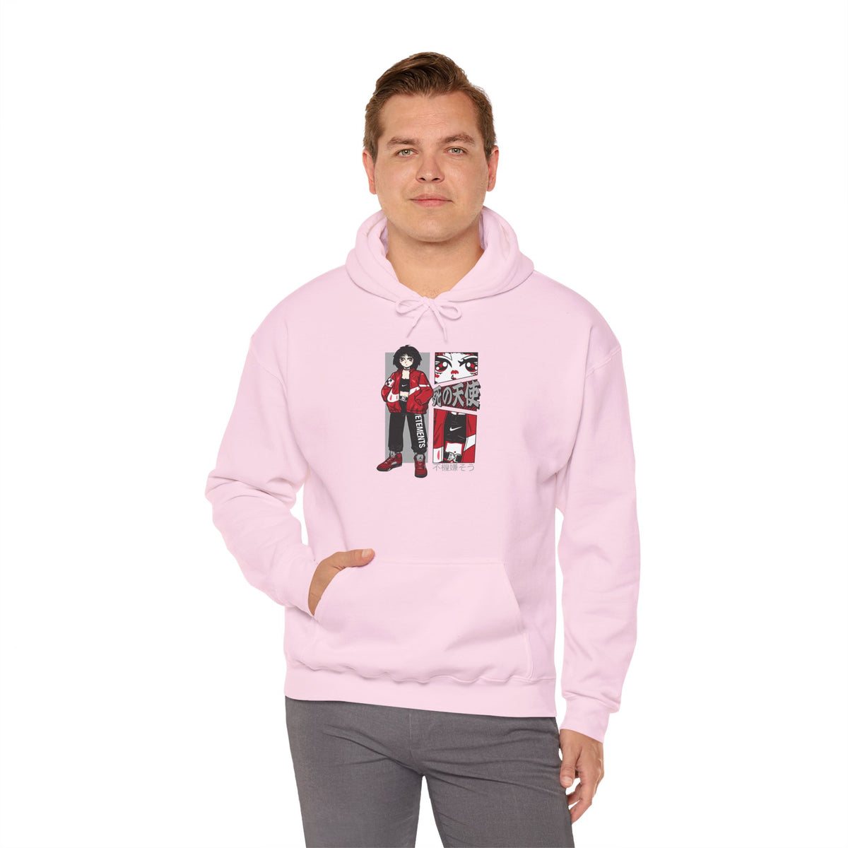 Anime Streetwear Red-Jacket Angel Hooded Sweatshirt
