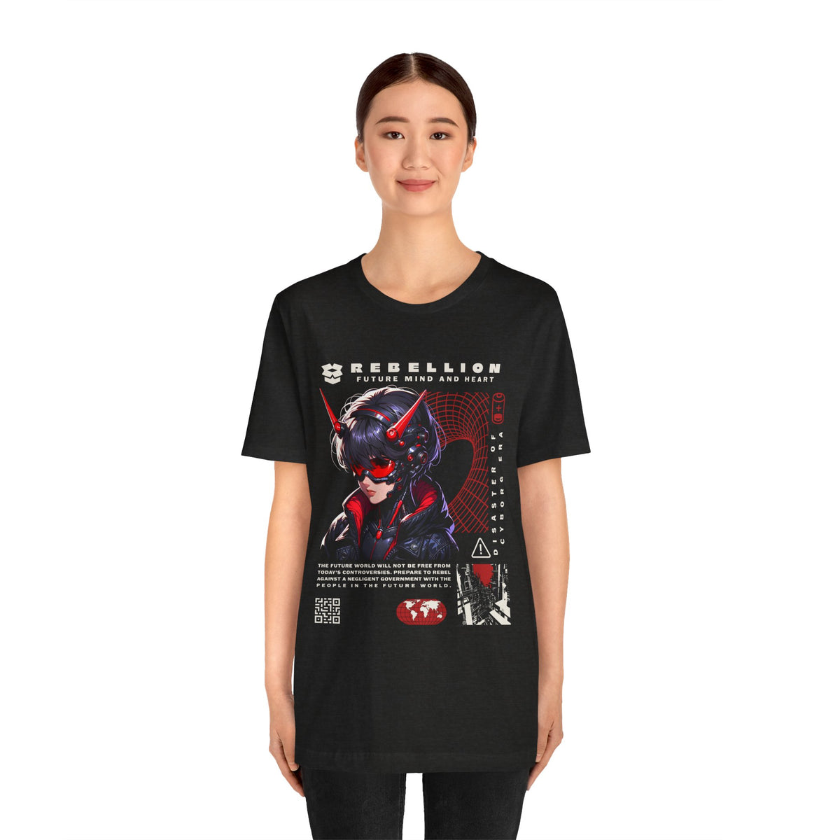 Anime Devil Girl Graphic Tee — "Rebellion" Cyberpunk Streetwear