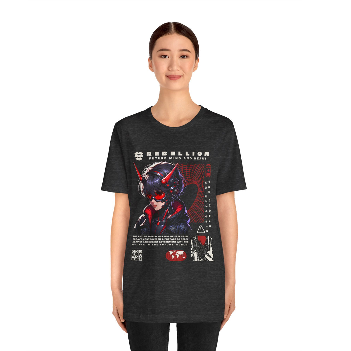 Anime Devil Girl Graphic Tee — "Rebellion" Cyberpunk Streetwear