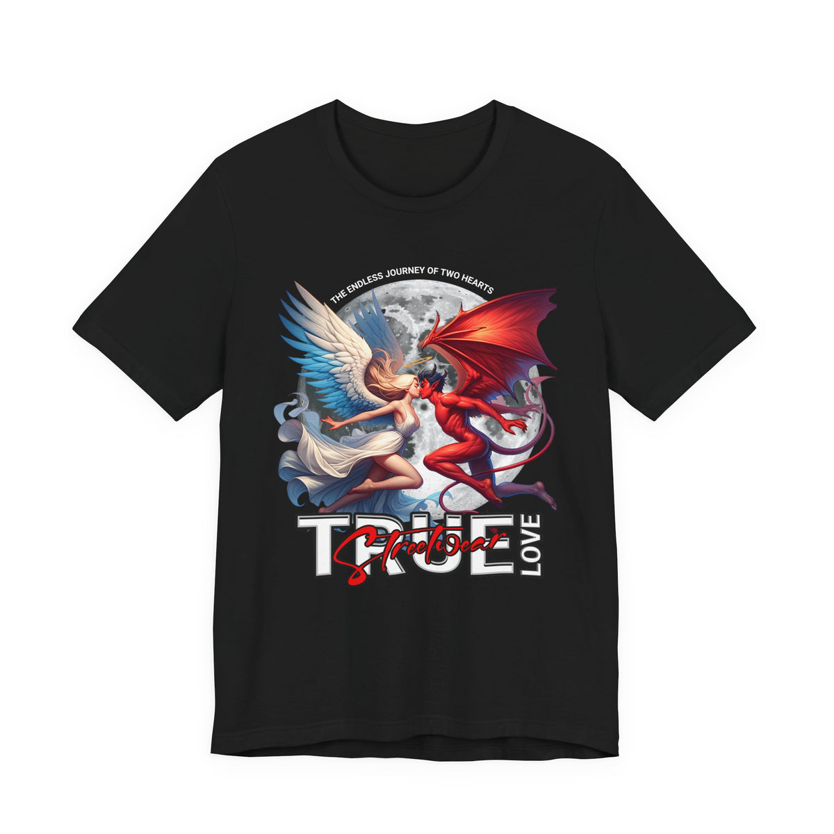 True Love Tee — Angel & Devil Heart Graphic T-Shirt