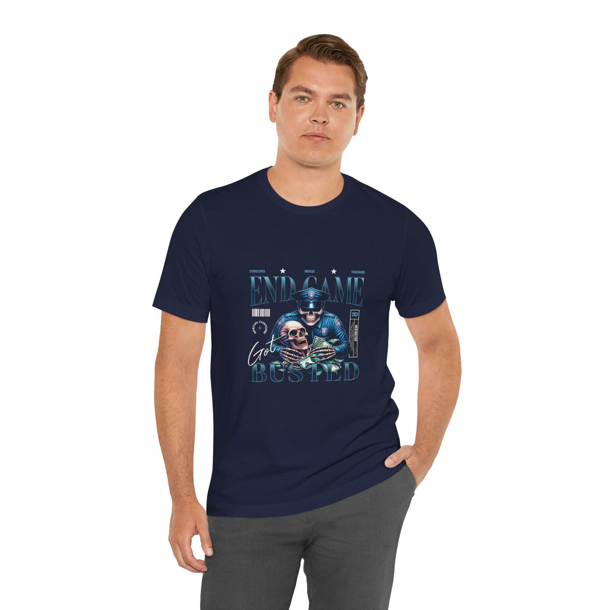 Endgame Got Busted Tee — Police Skull Graphic T-Shirt