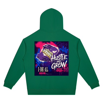 Hustle and Grow Two-sided Graphic Drop Shoulder Hoodie