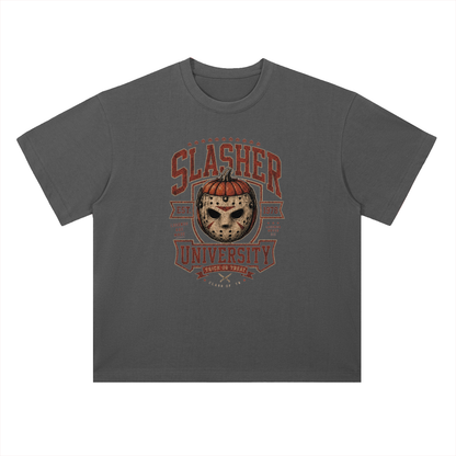 Slasher University Horror Mask Graphic Drop Shoulder Tee