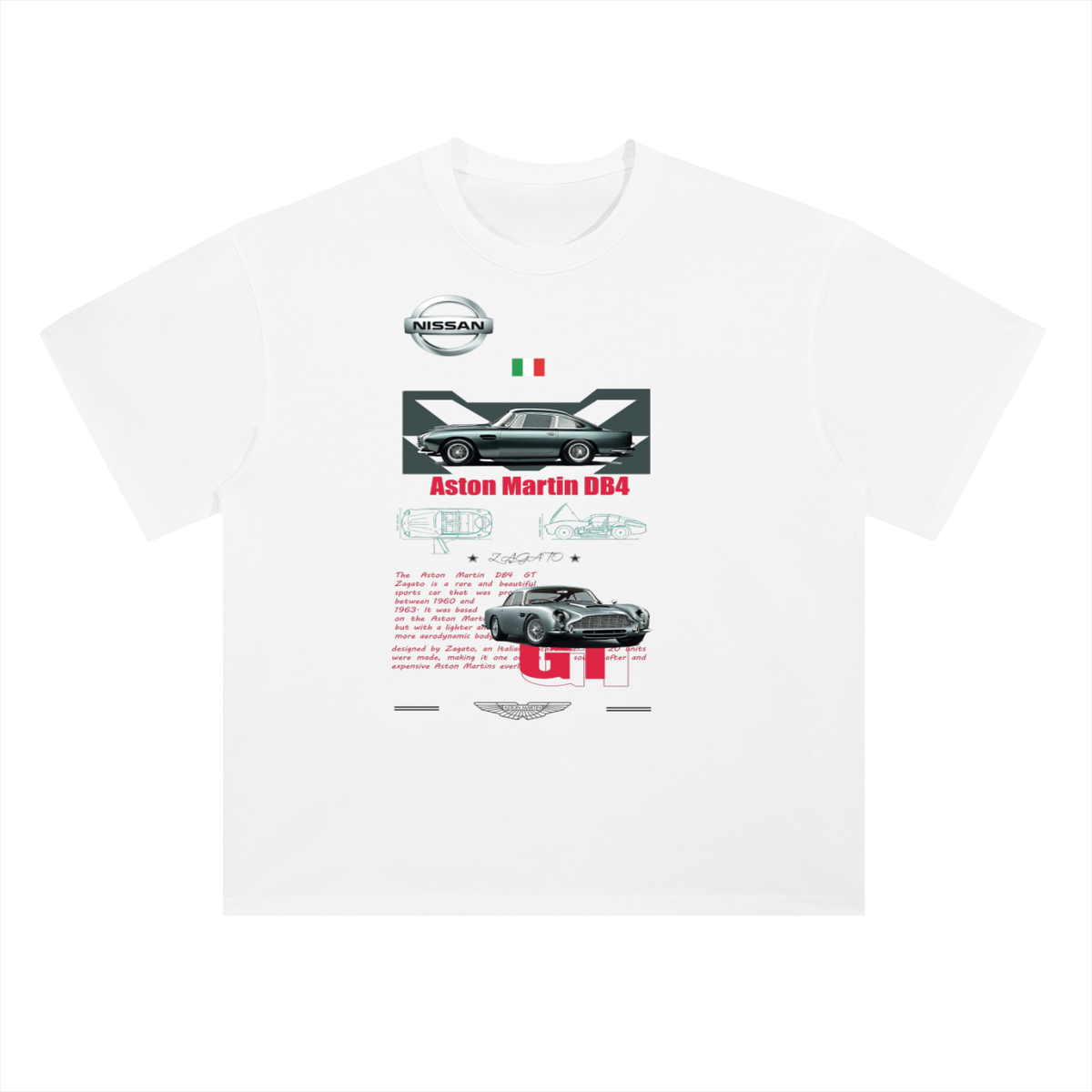 Aston Martin DB4 Classic Car Cotton Graphic Tee