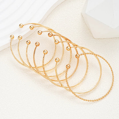 7 Pcs/Set Punk Gold Color Bracelets for Women Streetwear Goth Heart Prints Metal Design Open Bangle Fashion Jewelry Gifts