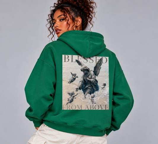 Blessed from Above Angel Graphic Two-Sided Hoodie