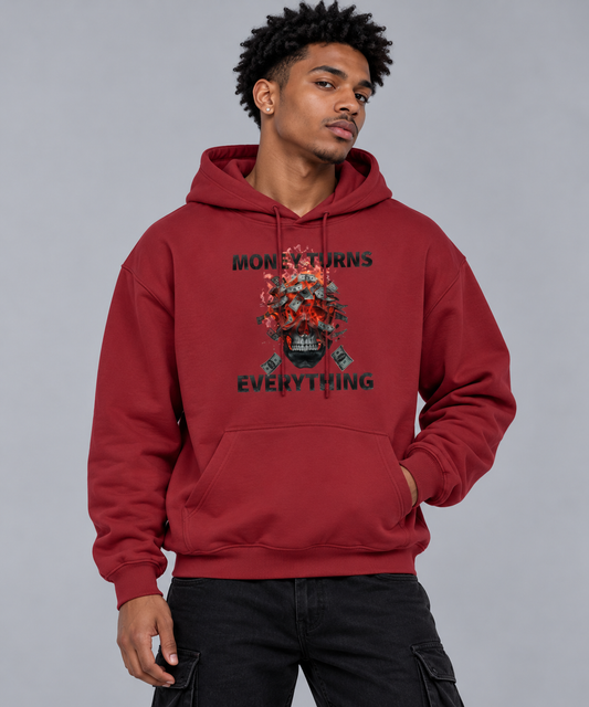 Burning Money Two-Sided Graphic Drop Shoulder Hoodie