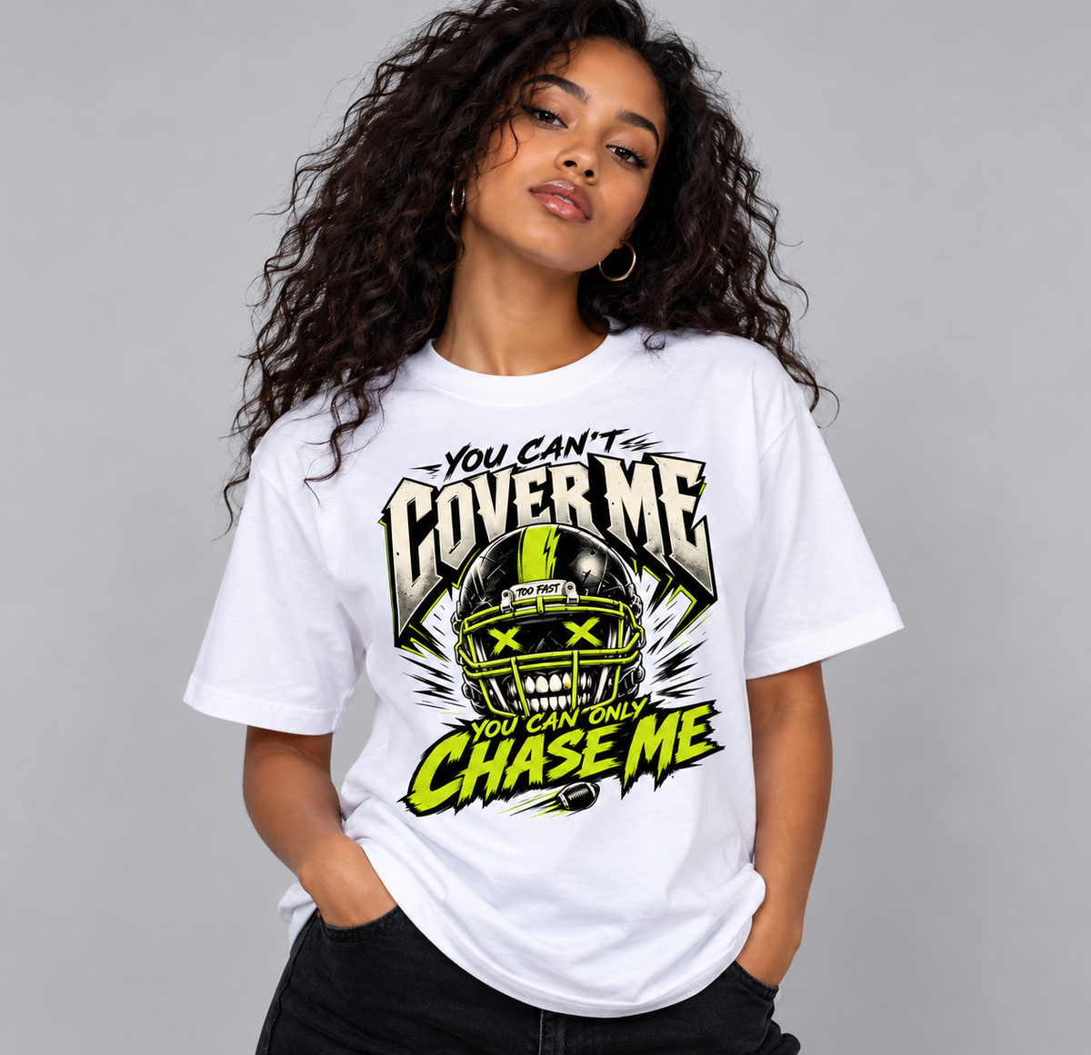 You Can Only Chase Me Skull Graphic Drop Shoulder Tee