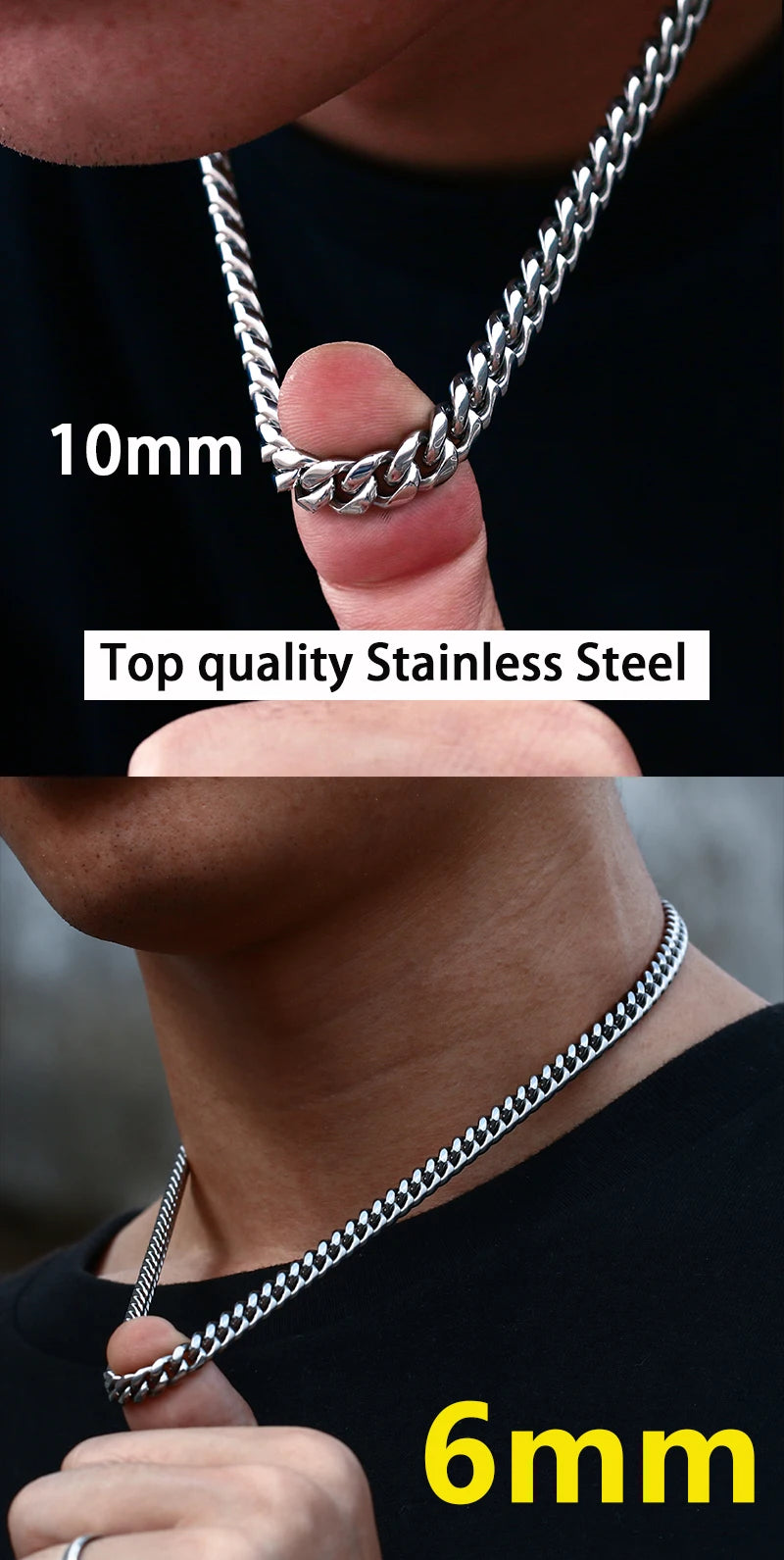 Classic Edge Stainless Steel Cuban Link Chain