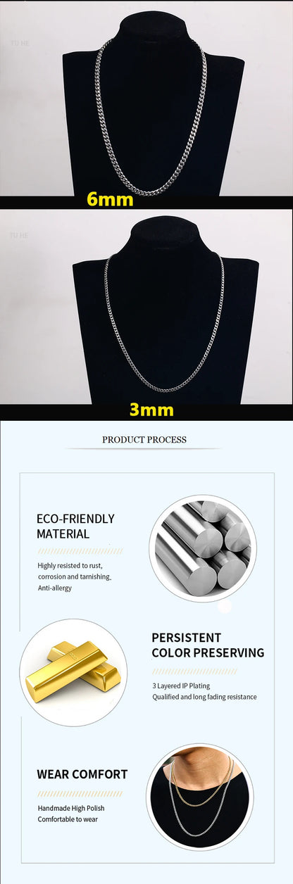 Classic Edge Stainless Steel Cuban Link Chain