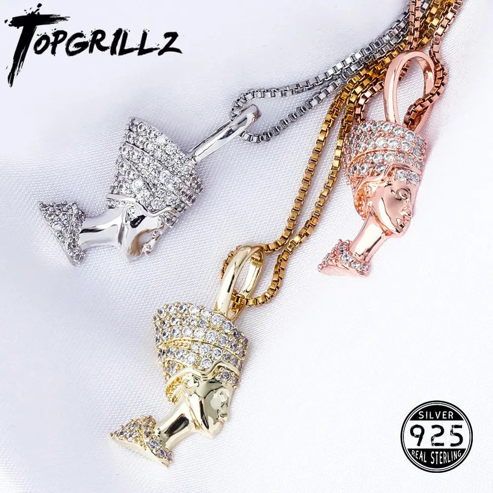 Royal Pharaoh Sterling Silver Zircon Pendant Necklace