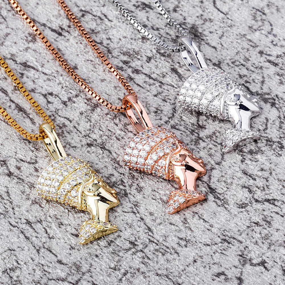 Royal Pharaoh Sterling Silver Zircon Pendant Necklace