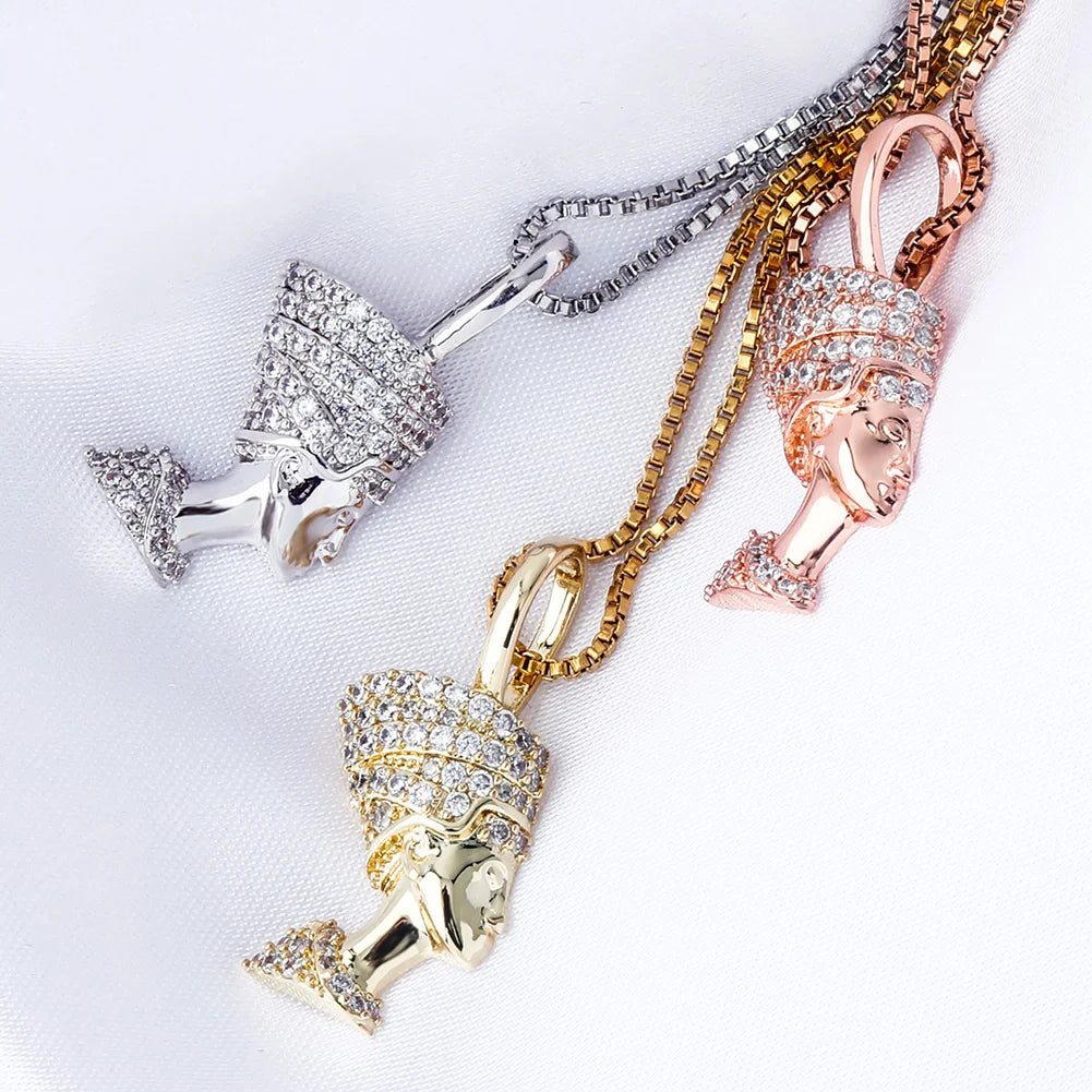 Royal Pharaoh Sterling Silver Zircon Pendant Necklace