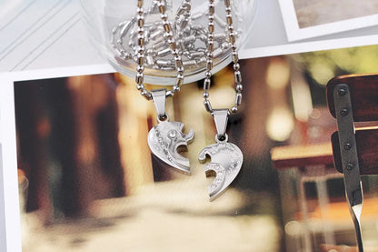Two Hearts Stainless Steel Couples Necklace Set