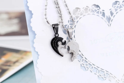 Two Hearts Stainless Steel Couples Necklace Set