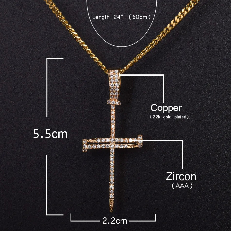Radiant Nail Cross Cubic Zirconia Necklace