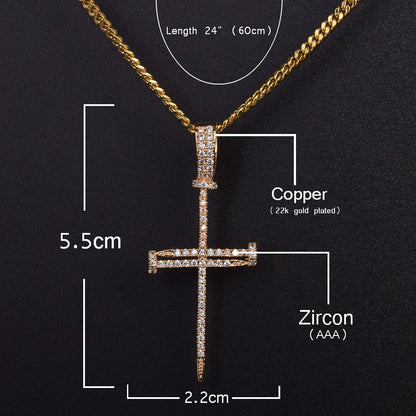Radiant Nail Cross Cubic Zirconia Necklace