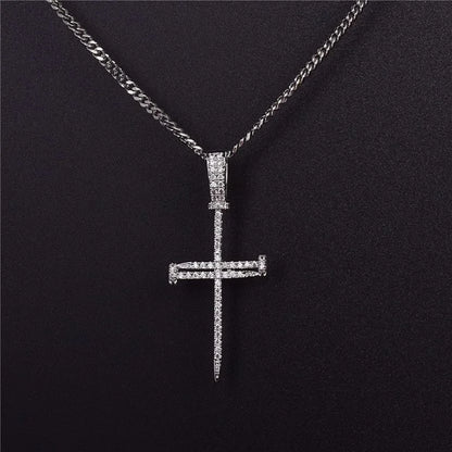 Radiant Nail Cross Cubic Zirconia Necklace